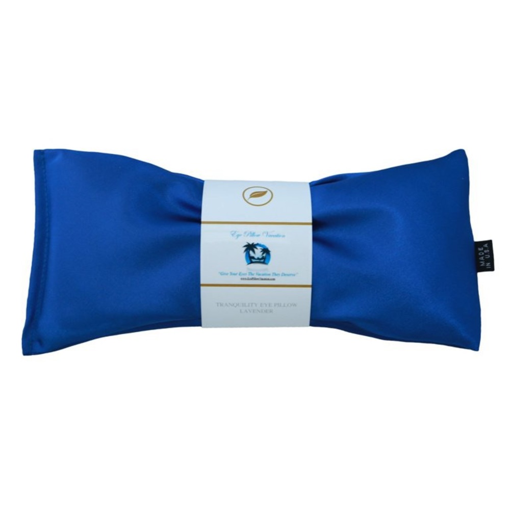 Acupressure Lavender Aromatherapy Satin Sapphire Blue Flaxseed-Filled Eye Pillow